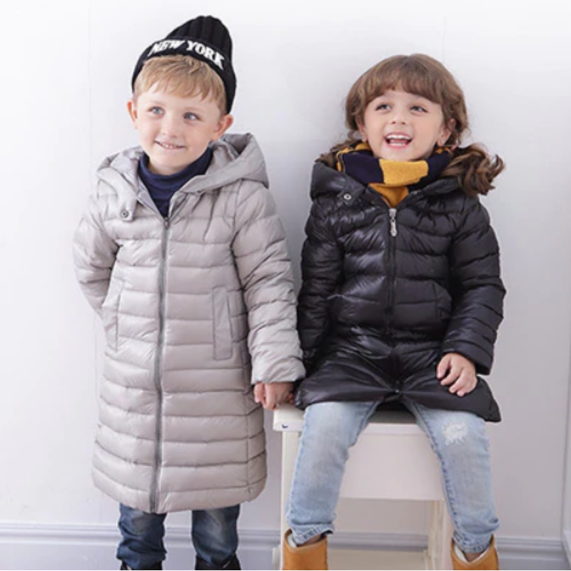 Enfant de 1 a 14 ans Doudoune Ultra Legere Longue a Capuche Duvet 4 Coloris