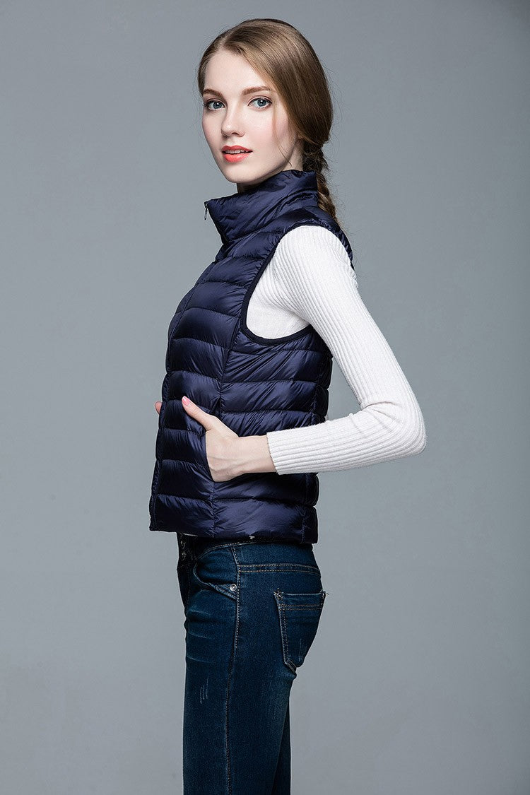 doudoune sans manches femme bleu navy chic tendance 2018 2019 haute qualité duvet plume ultra fine légère couleur chaude uniqlo moncler jott canada goose the north face uniclo pas cher transportable pliable en pochon porté